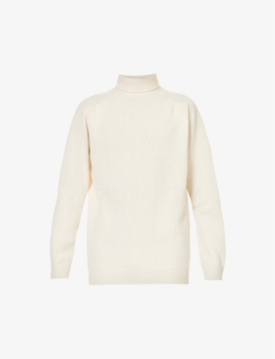 Sunspel Off-white Roll Neck Turtleneck In Ecru