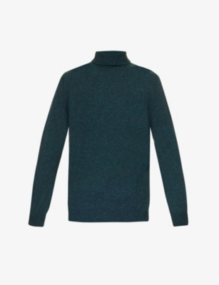 Sunspel Mens Peacock Turtleneck Relaxed-fit Wool Jumper