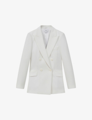 REISS: Sienna peak-lapel double-breasted crepe blazer