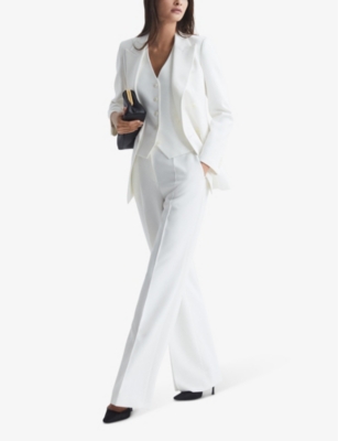 Shop Reiss Women's White Sienna Single-breasted Crepe Waistcoat