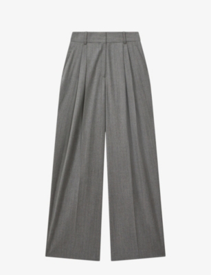 REISS - Otis wide-leg mid-rise wool-blend trousers | Selfridges.com