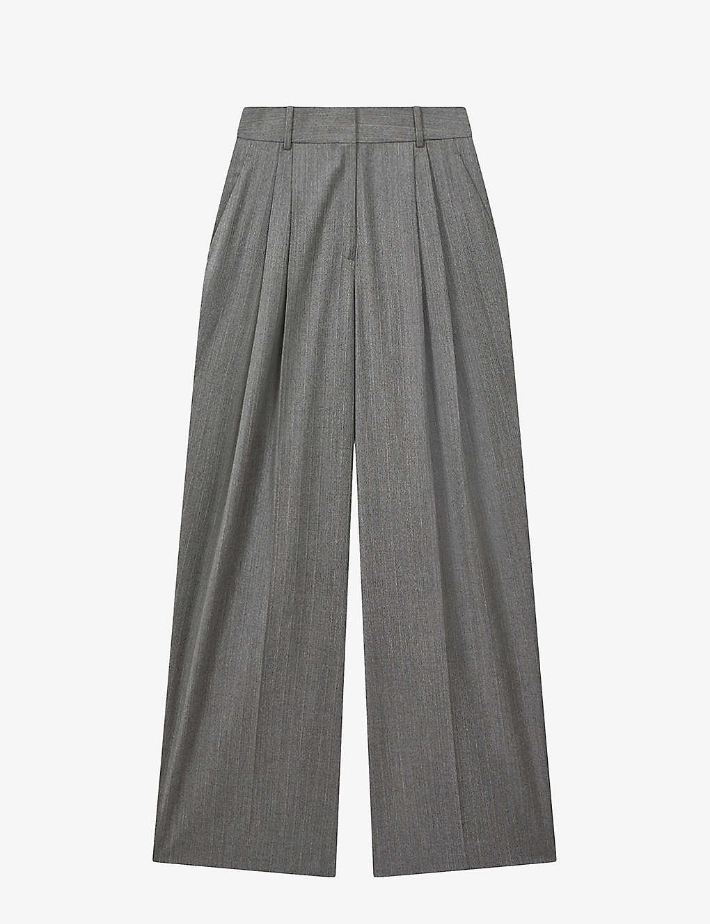 Shop Reiss Women's Grey Otis Wide-leg Mid-rise Wool-blend Trousers