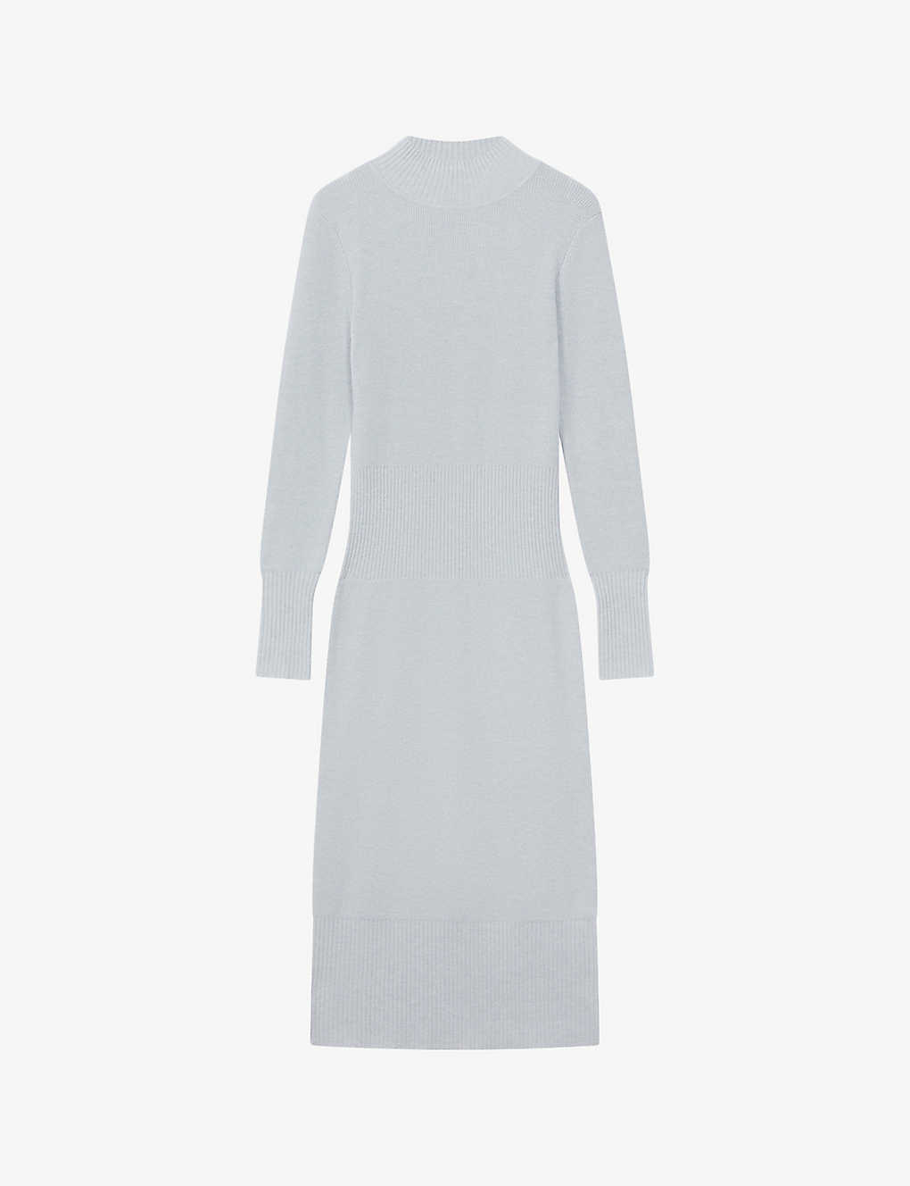 Reiss Mara - Grey Knitted Bodycon Midi Dress, L