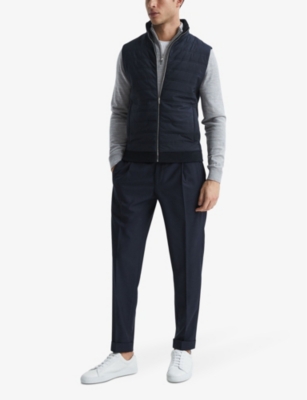Reiss William Quilted Gilet Vest In Navy