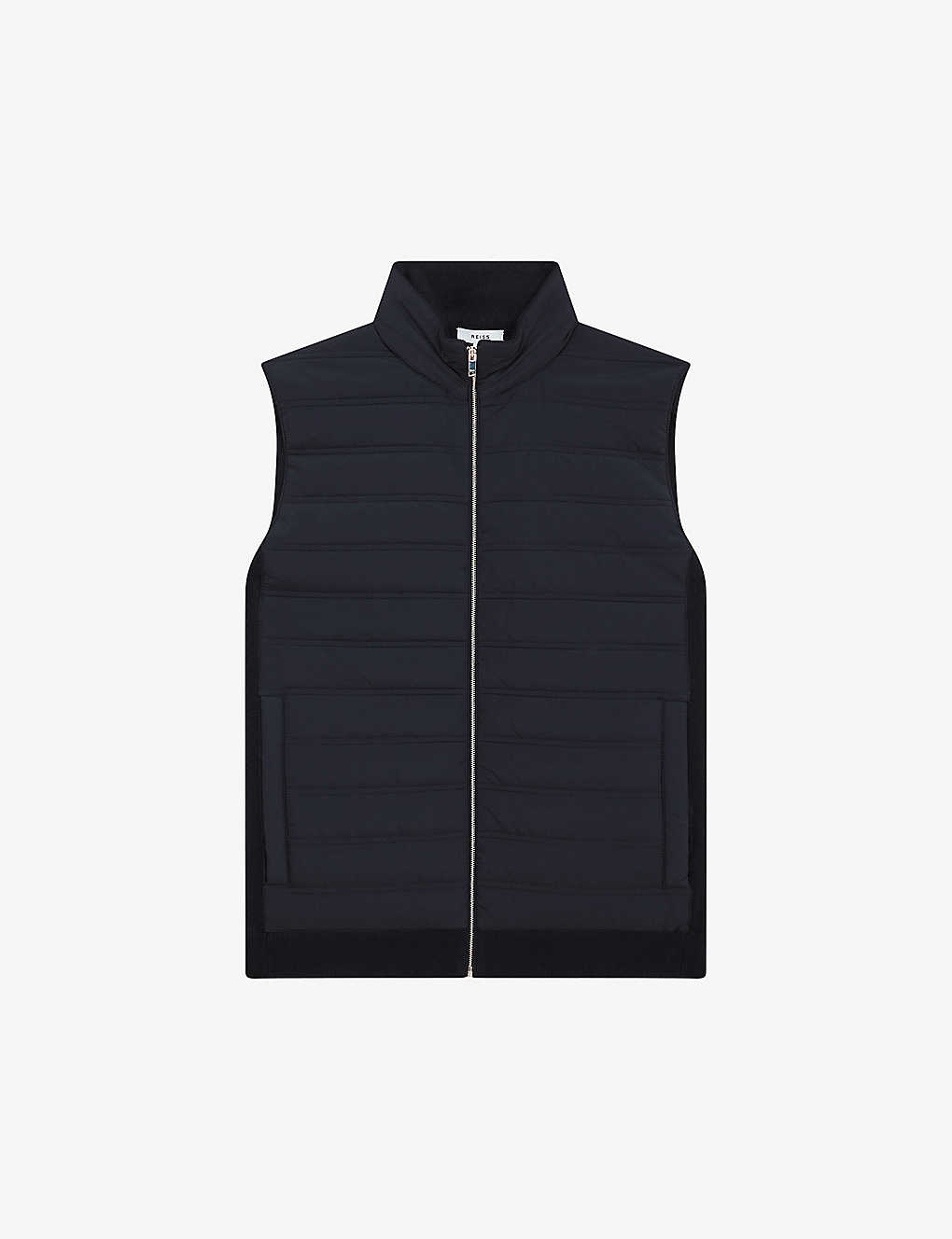 Reiss William Quilted Gilet Waistcoat In Navy