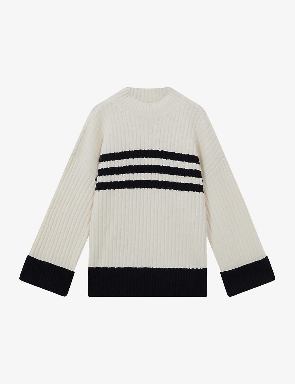 Shop Reiss Misha Striped Wool Jumper In Cream