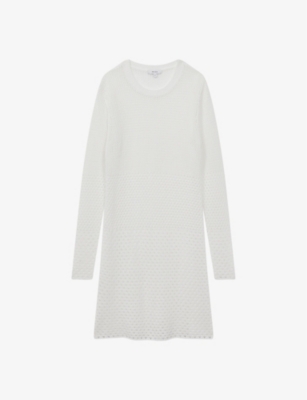 Reiss Womens Cream Esta Semi-sheer Crochet Mini Dress