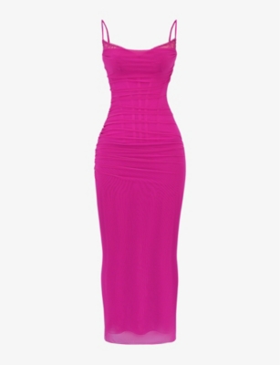 HOUSE OF CB: Nalini lace-trim corseted stretch-woven maxi dress