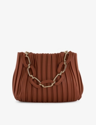 Dune Tan-synthetic Dominie Medium Pleated Faux-leather Shoulder Bag