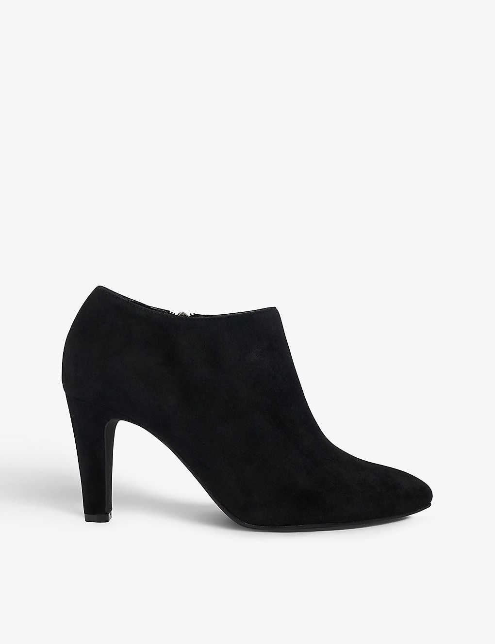 Dune Womens Black-suede Opinion Block-heel Suede Ankle Boots