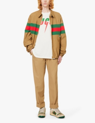 GUCCI: Brand-print short-sleeved cotton-jersey T-shirt