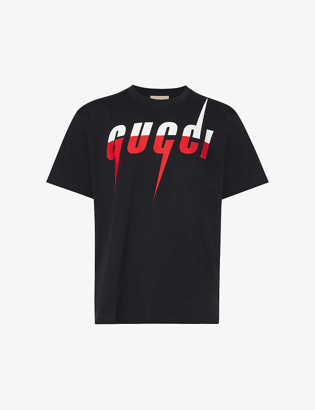 Shop Gucci Brand-print Short-sleeved Cotton-jersey T-shirt In Medley White Red