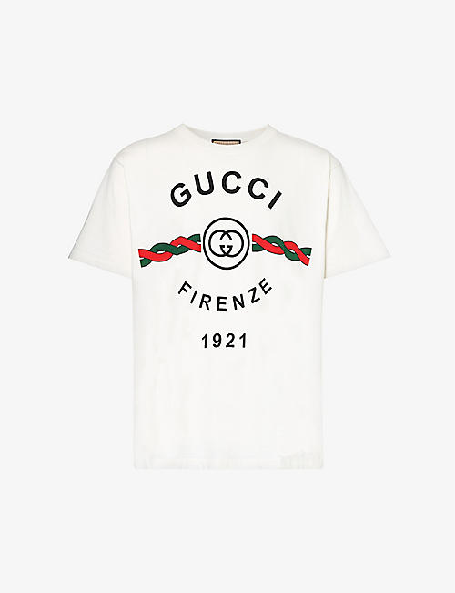 GUCCI: Brand-print relaxed-fit cotton-jersey T-shirt