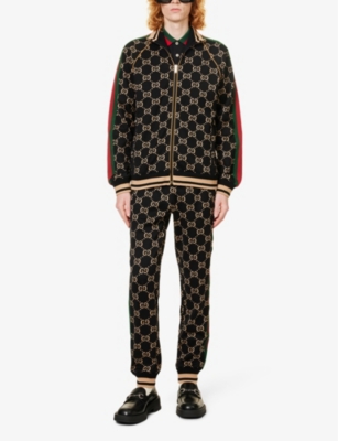 GUCCI: Monogram side-stripe cotton-jersey jacket
