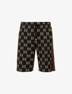 ⭕Gucci GG Monogram Jersey shortpants Printed jersey basketball shorts in black | GUCCI® CA