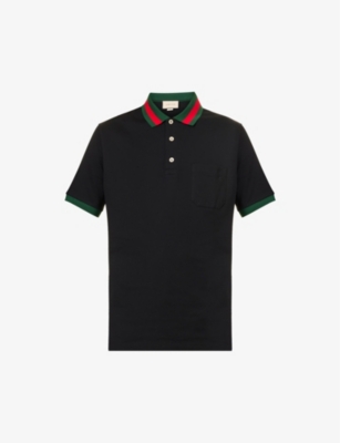 Gucci Monogram Contrast-trim Silk And Cotton-blend Polo Shirt in
