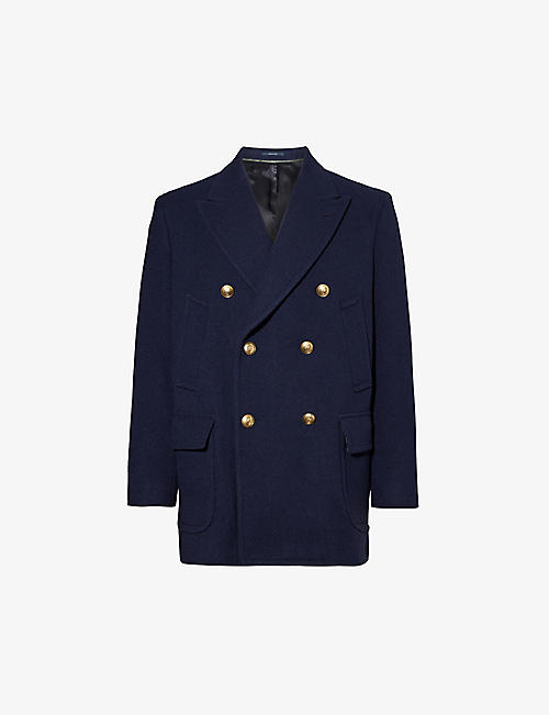 GUCCI: Double-breasted padded-shoulders wool coat