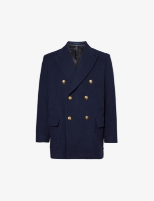 Shop Gucci Men's Bracknell Double-breasted Padded-shoulders Wool Coat