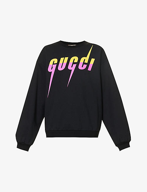 GUCCI: Logo-print relaxed-fit cotton-jersey sweatshirt