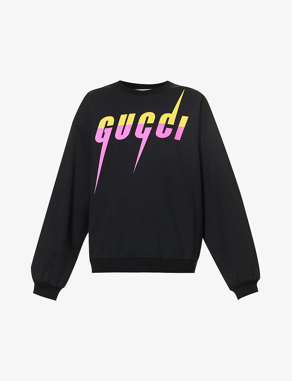 Gucci Mens Black Mc Logo-print Relaxed-fit Cotton-jersey Sweatshirt