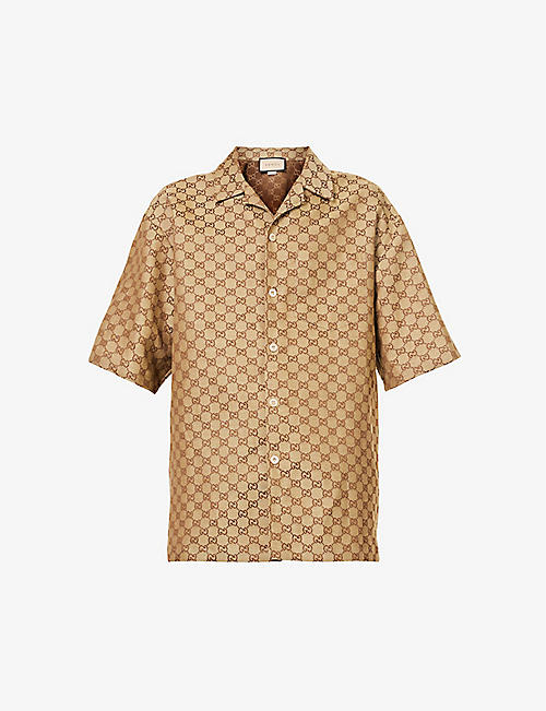 GUCCI: Archivio patch-pocket relaxed-fit linen-blend shirt