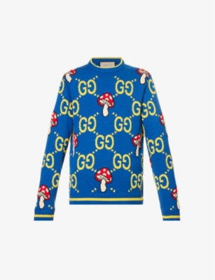 Gucci Monogram Contrast-trim Silk And Cotton-blend Polo Shirt in