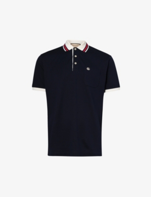 Gucci Kids' Monogram-patch Polo-collar Stretch-cotton-pique Polo