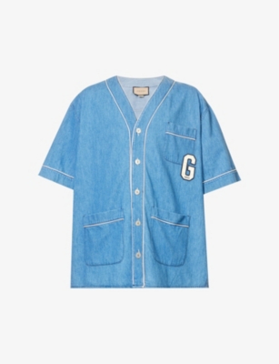 Gucci logo-patch Denim Shirt - Blue