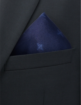 Gucci Runebis Silk Twill Pocket Square In Blue
