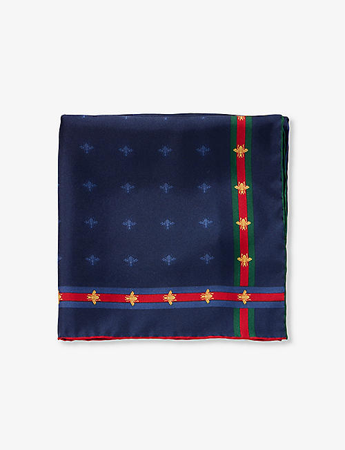 GUCCI: Contrast-patterned silk pocket square
