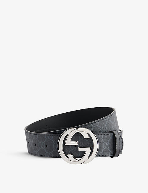 GUCCI: Double G logo-print coated-canvas belt