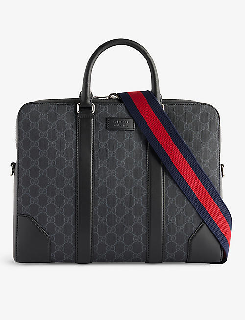 GUCCI: Logo-print coated-canvas briefcase
