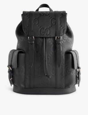 GUCCI GUCCI MEN'S BLACK/BLACK/BLACK JUMBO GG LEATHER BACKPACK