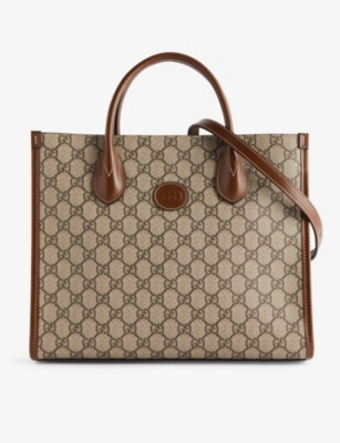 GUCCI Retro monogram pattern canvas tote bag Selfridges