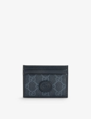 Gucci Logo-print Canvas And Leather Card Holder In Black/black
