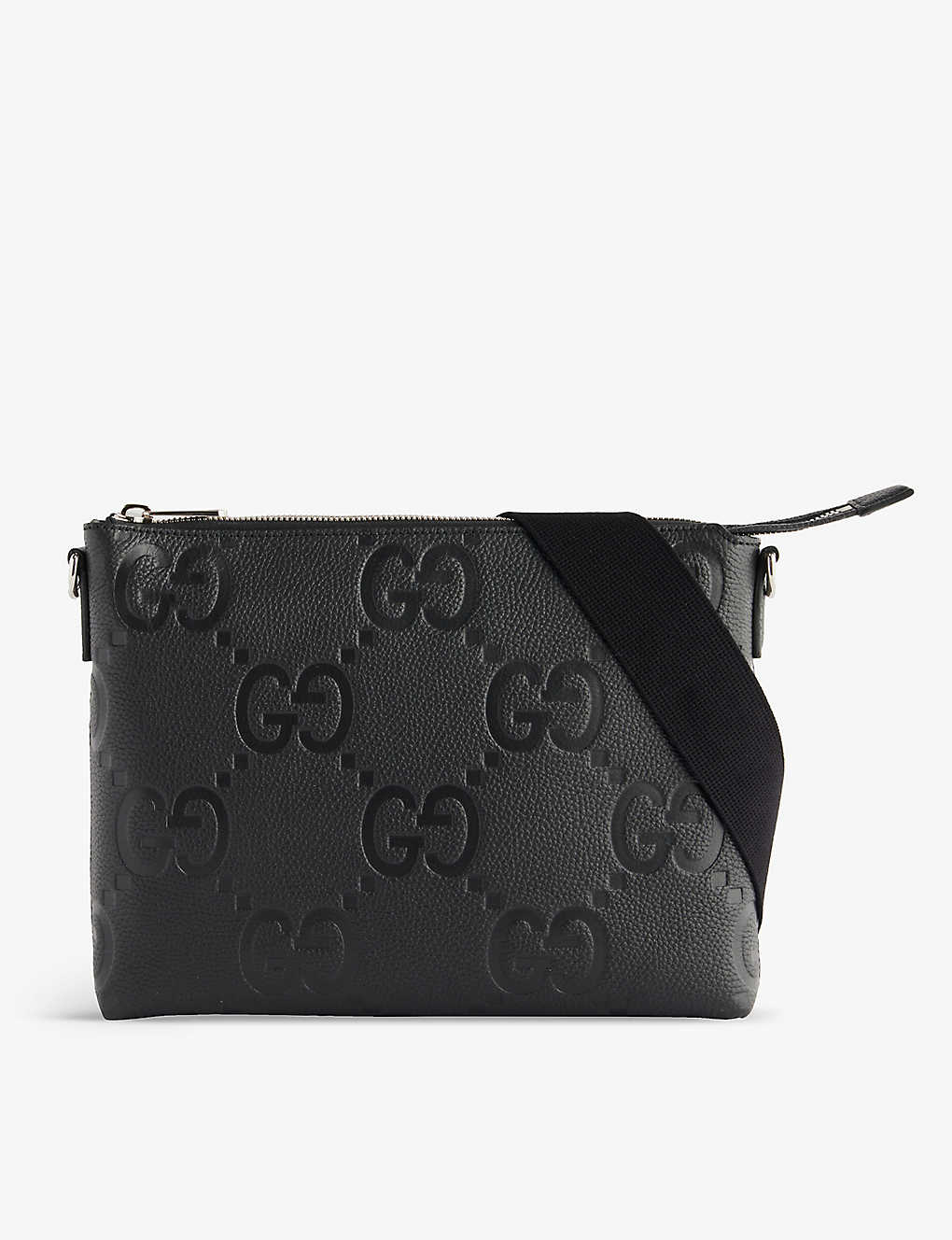 Gucci Logo-embossed Leather Cross-body Bag In Black/black/black