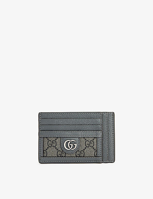 GUCCI: Ophidia logo-embroidered leather and canvas card holder