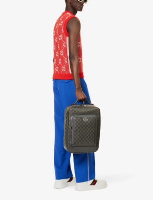 Shop Gucci Ophidia Gg Canvas Backpack In Grey Blk/gr.gre/blk/