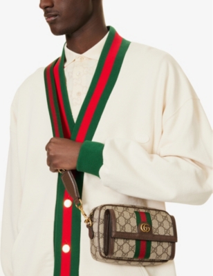 Shop Gucci Ophidia Gg Canvas Cross-body Bag In B.eb/n.acero/vrv