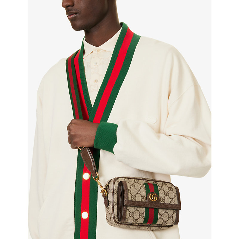 Shop Gucci Ophidia Gg Canvas Cross-body Bag In B.eb/n.acero/vrv