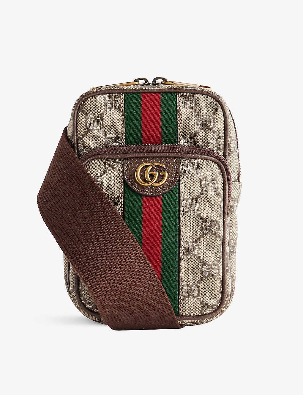 Shop Gucci Ophidia Gg Canvas Cross-body Bag In B.e/n.acero/vrv/n.ac