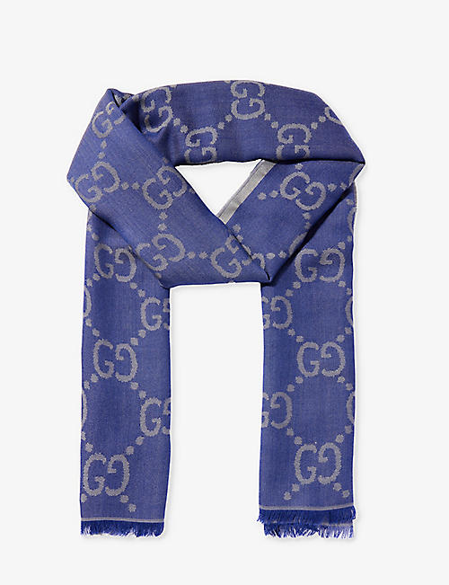 GUCCI: GG-pattern wool and silk-blend scarf
