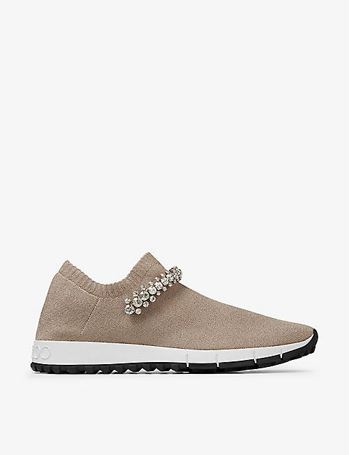 JIMMY CHOO: Verona crystal-embellished knitted low-top trainers