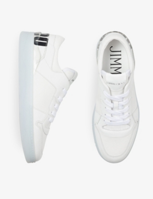 Shop Jimmy Choo Women's X White/white Florent F Logo-print Leather And Cotton-canvas Low-top Trainers