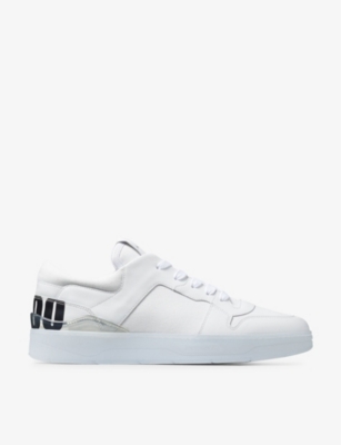 Jimmy Choo Florent F Logo-print Leather And Cotton-canvas Low-top Trainers In White