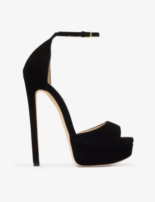 Shop Jimmy Choo Women's Black Max 150 Suede Platform Sandals