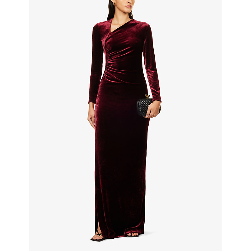 Shop Ralph Lauren Women's Crimson Kinslee Split-hem Velvet Gown