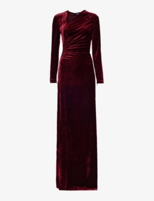 RALPH LAUREN RALPH LAUREN WOMEN'S CRIMSON KINSLEE SPLIT-HEM VELVET GOWN