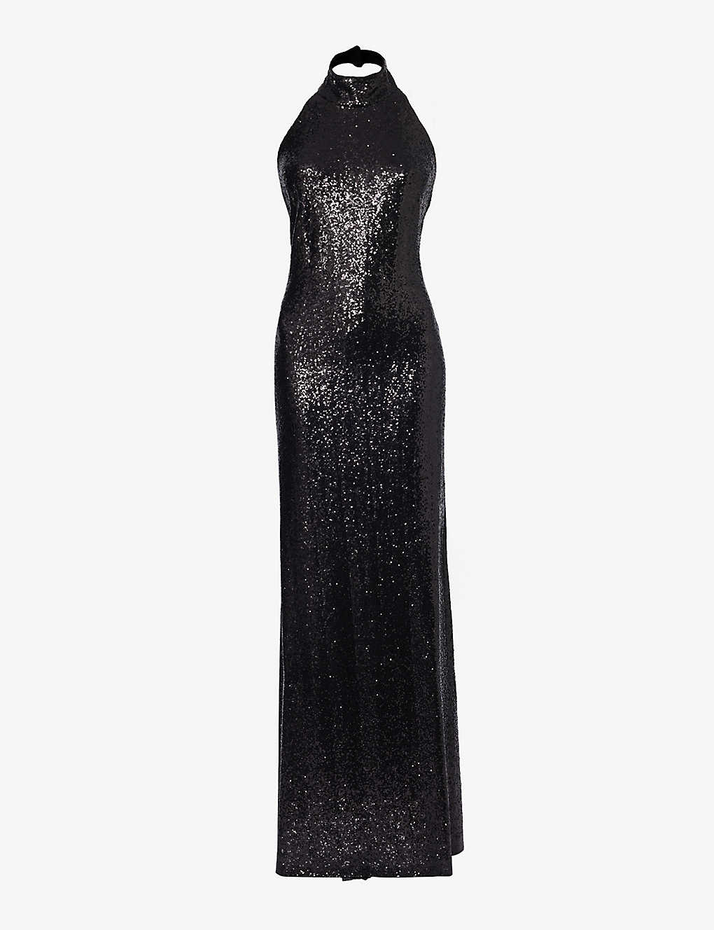 Ralph Lauren Womens Black Sequin-embellished Halter-neck Stretch-woven Gown