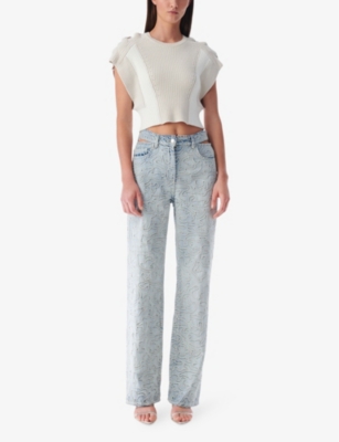 Shop Iro Lambert Cut-out Embroidered High-rise Denim Jeans In Blv09